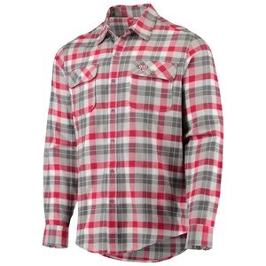NWT Men’s Antigua WASHINGTON NATIONALS Flannel Long Sleeve Button-Down Shirt~$60